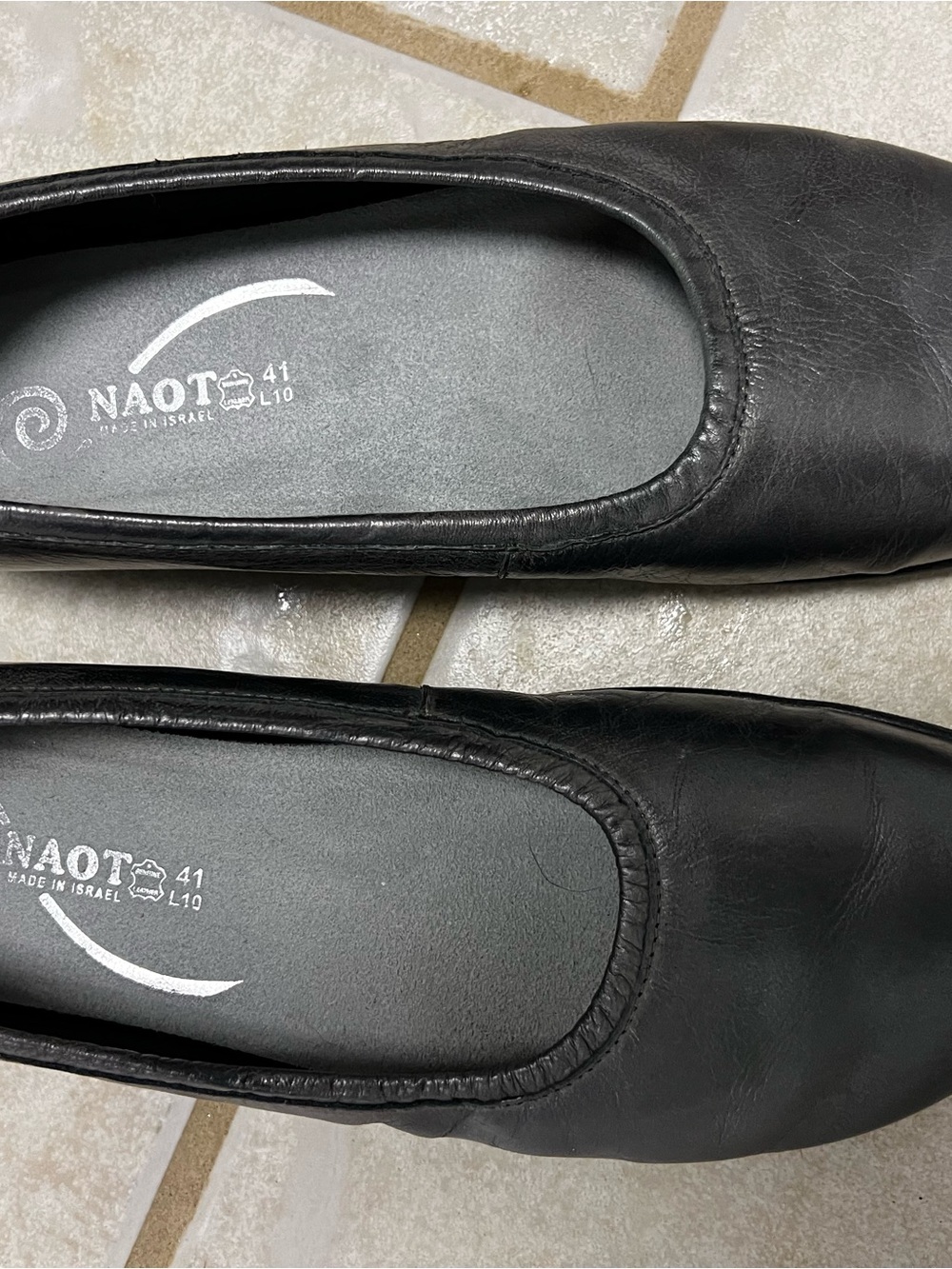 Naot pewter grey Leather Round-Toe Slip-On Flats